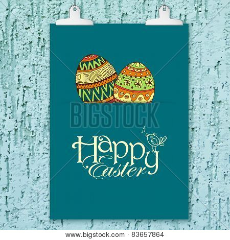 Easter background with colorful doodle eggs