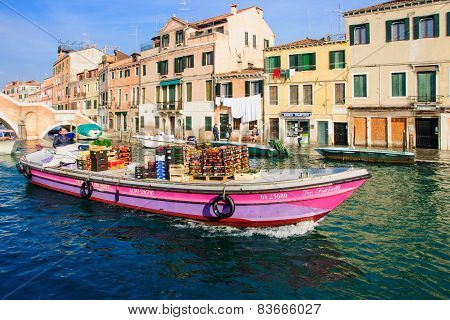 Typical Canal And Street Scene, Venice