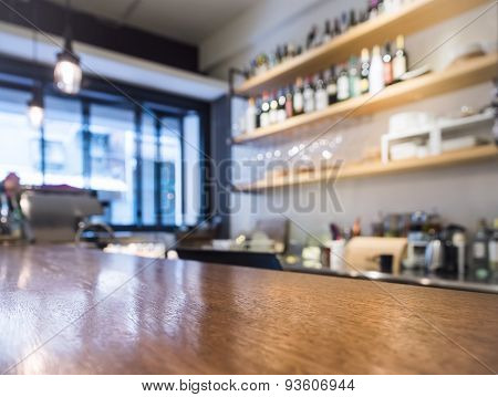 Table Top With Kitchen Cafe Bar Shelf With Bottle