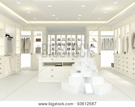large white wardrobe. 3d rendering