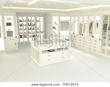 large white wardrobe. 3d rendering