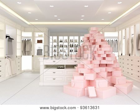 large white wardrobe. 3d rendering