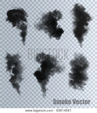 Smoke vectors on transparent background. 