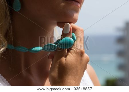 Bodyparts Of Lady In Lace Dress