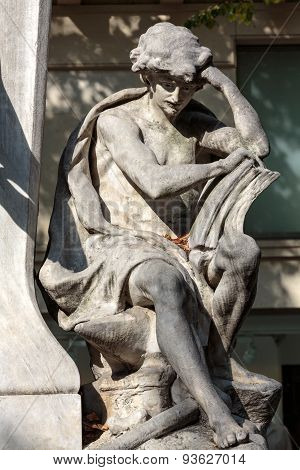 PARIS, FRANCE - SEPTEMBER 8, 2014: Paris - Sorbonne Square. Monument of Auguste Comte french philosopher