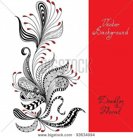 vector black, red and white floral pattern