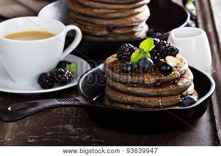 Blueberry pancakes with buckwheat flour