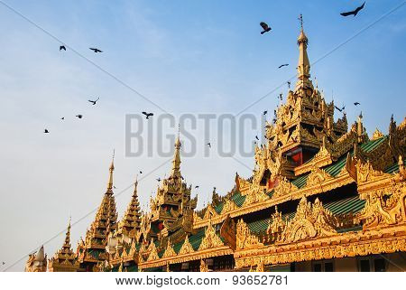 Roof Of Building In Front Of Shwedagon Pagoda