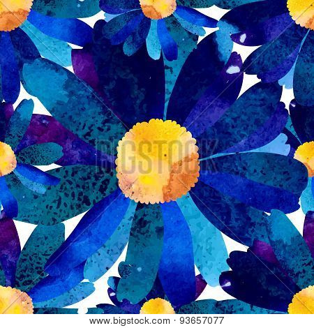 Seamless pattern with watercolor flowers.