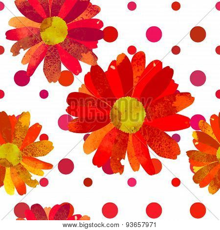 Seamless pattern with watercolor flowers.
