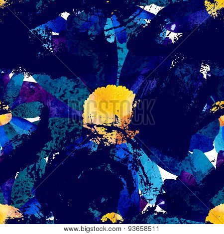 Seamless pattern with watercolor flowers.