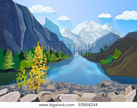 Landscape summer mountains range  print