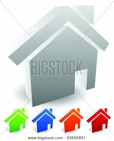 3D House Icons. Editable Vectors. Home, Homepage, Real Estate Themes.