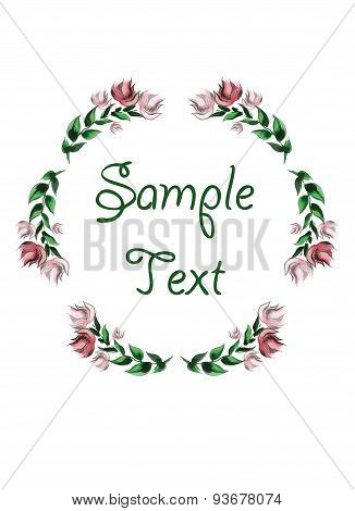 Watercolor floral frame. Abstract flowers wreath.