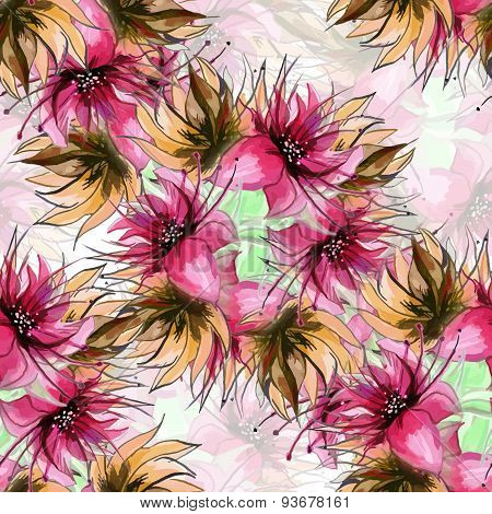 watercolor Seamless bright abstract flower background