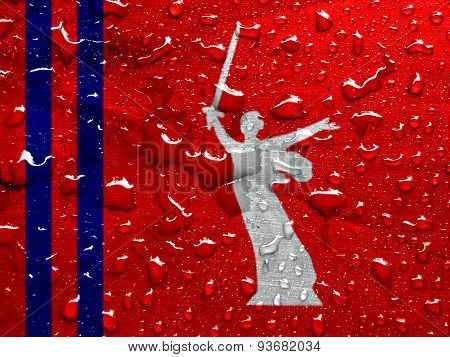 flag of Volgograd Oblast with rain drops
