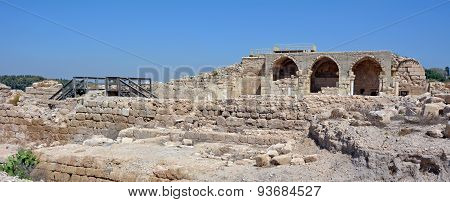 Panoramic view of the ruins of the ancient castle near Beit Guvrin Israel