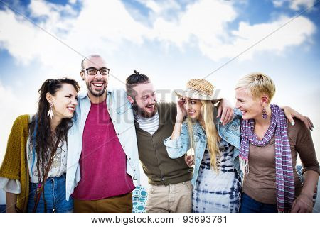 Friendship Bonding Relaxation Summer Beach Happiness Concept