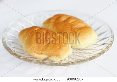 freshly baked soft bun on white background