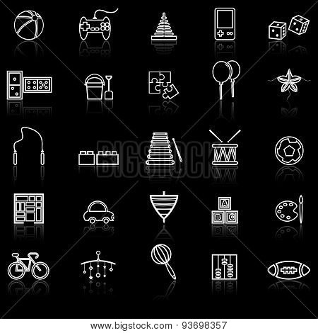 Toy Line Icons With Reflect On White