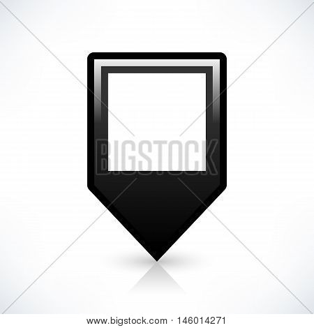 Blank map pin location sign rounded square shape icon with gray shadow and gradient reflection isolated on white background in simple flat style. Web design element save in vector illustration 8 eps