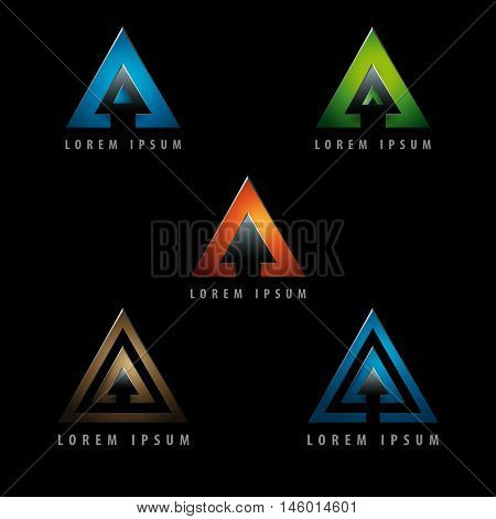 dynamic arrow shaped design logo element with emboss and 3d effect - negative