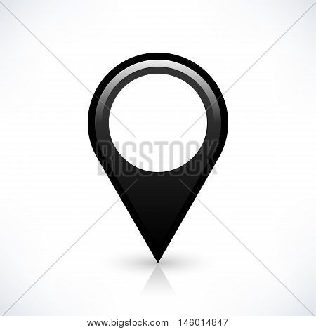 Blank map pin location sign circle shape icon with gray shadow and gradient reflection isolated on white background in simple flat style. Web design element save in vector illustration 8 eps
