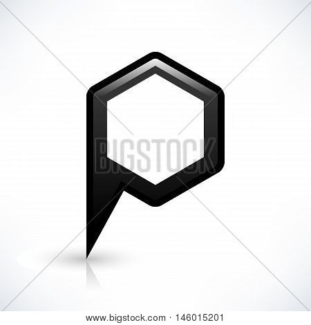 Blank map pin location sign rounded hexagon shape icon with gray shadow and gradient reflection isolated on white background in simple flat style. Web design element save in vector illustration 8 eps