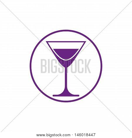 Alcohol beverage theme icon classic martini glass placed in circle.
