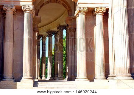 parallel coloumns as part of castle sancoussi in Potsdam during sunshine
