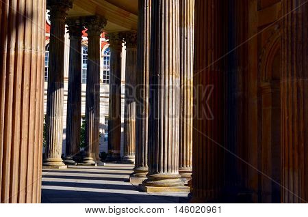 parallel coloumns as part of castle sancoussi in Potsdam during sunshine