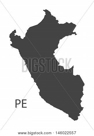 Peru grey map isolated vector high res
