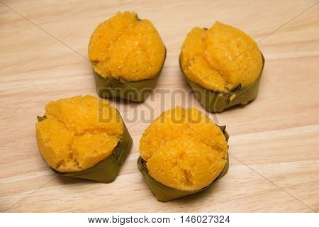 The thai toddy palm cake sweet taste delicious.