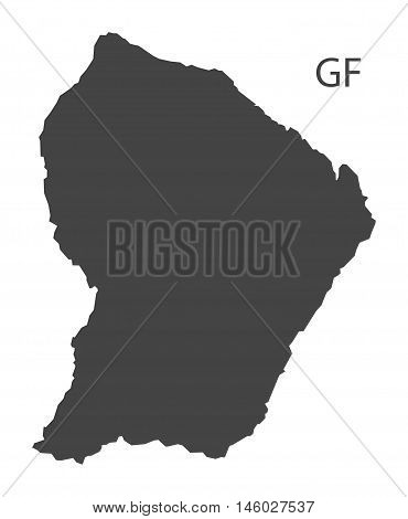 French Guiana grey map isolated vector high res