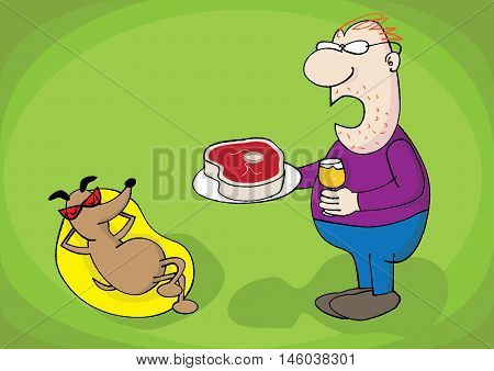 pet dog lover master owner relationship vector illustration