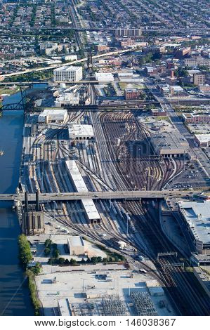 The BNSF Railroad yard in Chicago, USA
