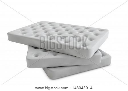 Group of White Bed Mattress isolated on white background 3D render