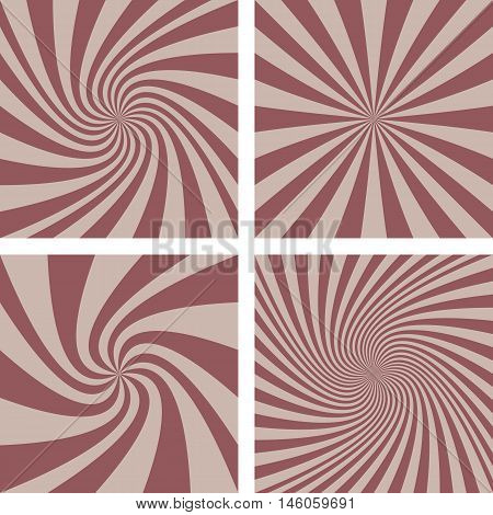 Retro brown circus design spiral background set