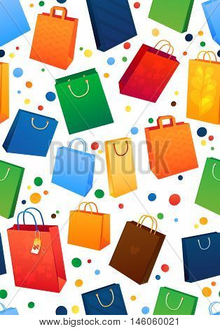Sealess pattern. Sale Illustration of paper shopping bags.