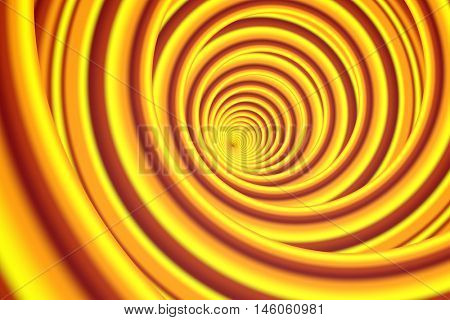 Abstract orangy yellow spiral colorful background. 3D rendering.