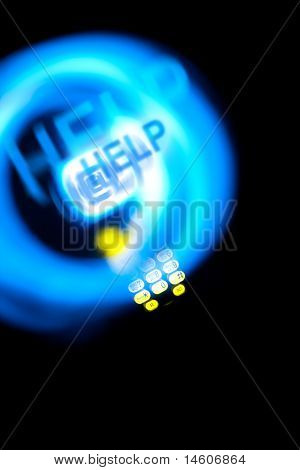 DECT-telefoon met lichte sporen van blauw en geel