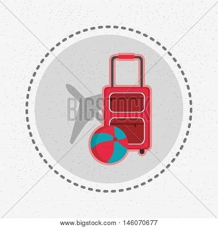 ariplane with suitcase and beach ball travel related icons image vector illustration