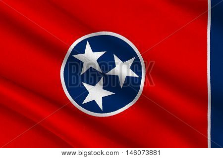 Flag of Tennessee is a state of United States. 3D illustration
