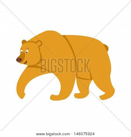 Bear goes vector illustration isolated cartoon brown