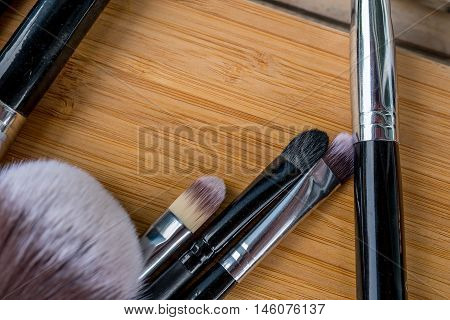brush for Make up and cosmetics on the wood