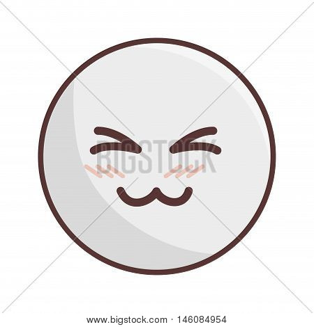 kawaii cartoon face hapiness expression emoticon vector illustration