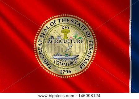 Flag of Tennessee is a state of United States. 3D illustration