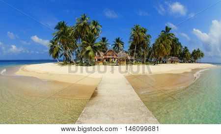 Aguja Island, Las perlas / Panama - December 17 2014: Panoramic view of small Aguja island, Las perlas