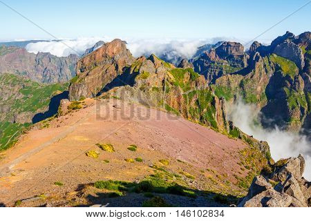 Pico Ruivo And Pico Do Areeiro, Beautiful Mountain Landscape, Central Madeira, Portugal