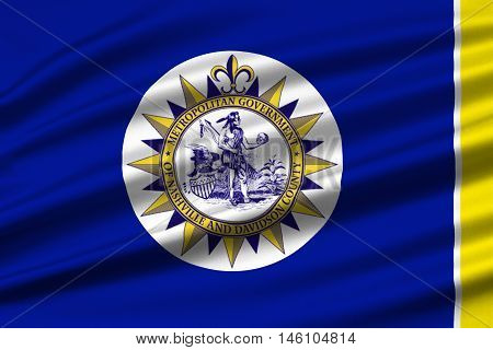 Flag of Nashville is the capital of Tennessee United States. 3D illustration